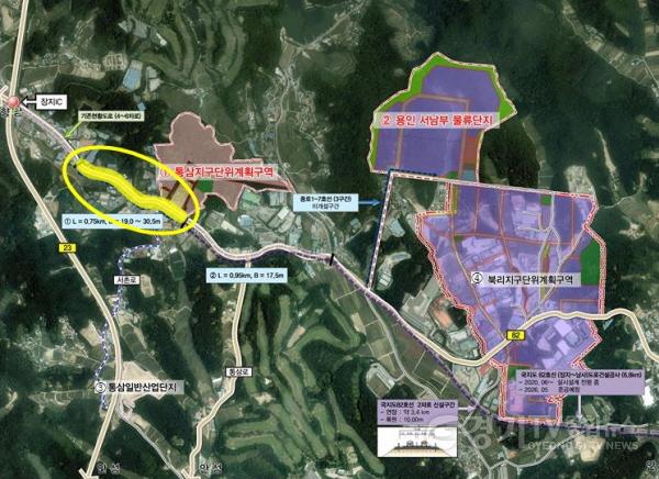 [크기변환]사본 -2-1. 국지도 82호선 개설사업 중 통삼지구 750m구간 위치도(노란색선).jpg