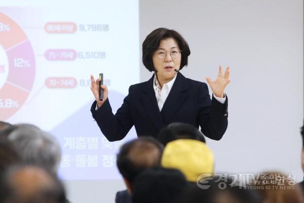 [크기변환]사본 -김보라 시장이 2024 읍면동 정책공감토크에 참석해 시민들에게 올해 시정방향을 설명하고 있다..jpg