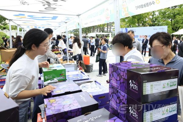 [크기변환]8-3. 4일 화성특례시 국회 로컬푸드 직거래 장터에서 화성송산포도를 구입하는 시민들의 모습.jpg