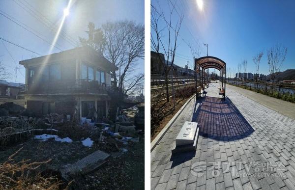 [크기변환]2. 노후한 시설(사진 왼쪽)을 철거하고 새롭게 시민을 위한 수변공간(사진 오른쪽)으로 재탄생한 세심정 주변의 모습..jpg