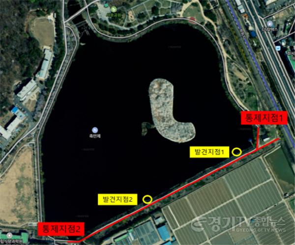 [크기변환]1.AI 확진된 큰 기러기 폐사체 발견 지점.jpg