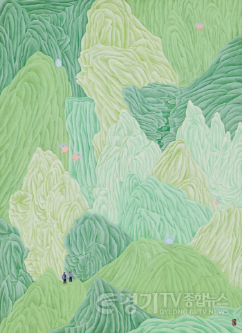 [크기변환][사진자료] 유혜경, 〈스스로 자라는 산Ⅰ〉, 2023, 장지에 채색, 48 × 66 cm.png