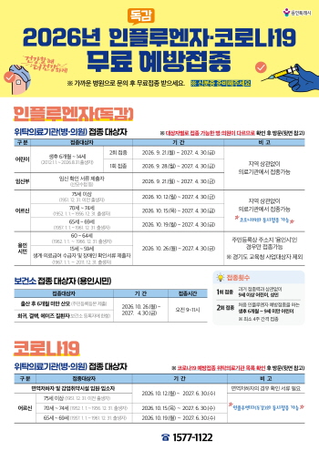 [경기티비종합뉴스] 용인특례시, 인플루엔자·코로나19 무료 예방접종