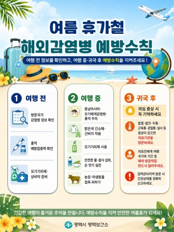 [경기티비종합뉴스] 평택시, 여름 휴가철 해외 감염병 예방수칙 준수 당부