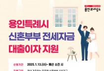 [경기티비종합뉴스] 용인특례시, 전세자금 대출이자 100만원 받을 신혼부부 120쌍 모집