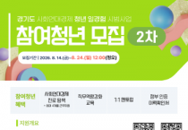 [경기티비종합뉴스] 경기도, ‘사회연대경제 청년 일경험’ 2차 참여 청년 140명 모집
